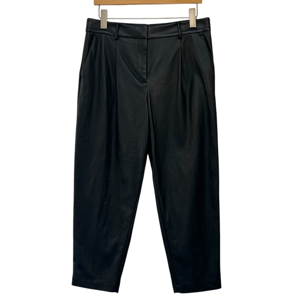 LOFT Faux Leather Pleated Front Pants Petite Size 8P - Picture 3 of 13